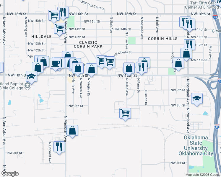 map of restaurants, bars, coffee shops, grocery stores, and more near 4200-4298 Sparta Street in Oklahoma City