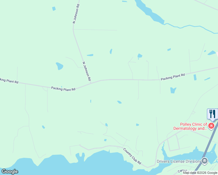 map of restaurants, bars, coffee shops, grocery stores, and more near 1495 Packing Plant Road in Smithfield