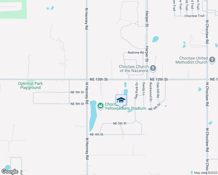 map of restaurants, bars, coffee shops, grocery stores, and more near 14300 Northeast 10th Street in Choctaw