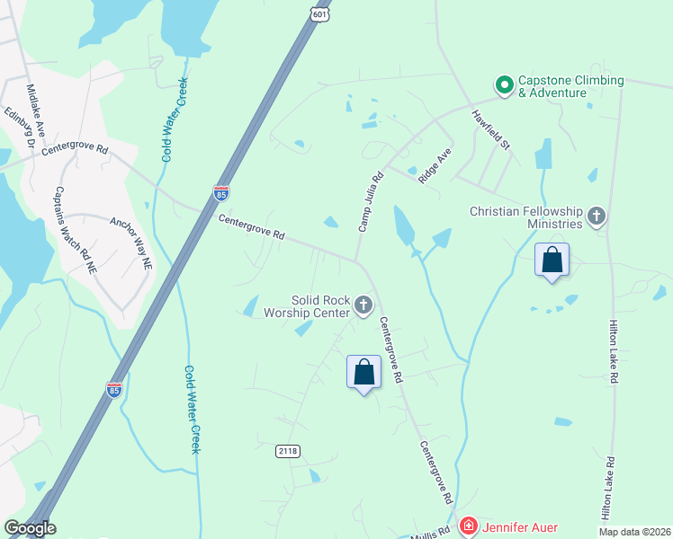 map of restaurants, bars, coffee shops, grocery stores, and more near 2900 Centergrove Road in Kannapolis