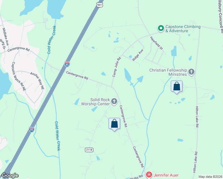 map of restaurants, bars, coffee shops, grocery stores, and more near 2900 Centergrove Road in Kannapolis