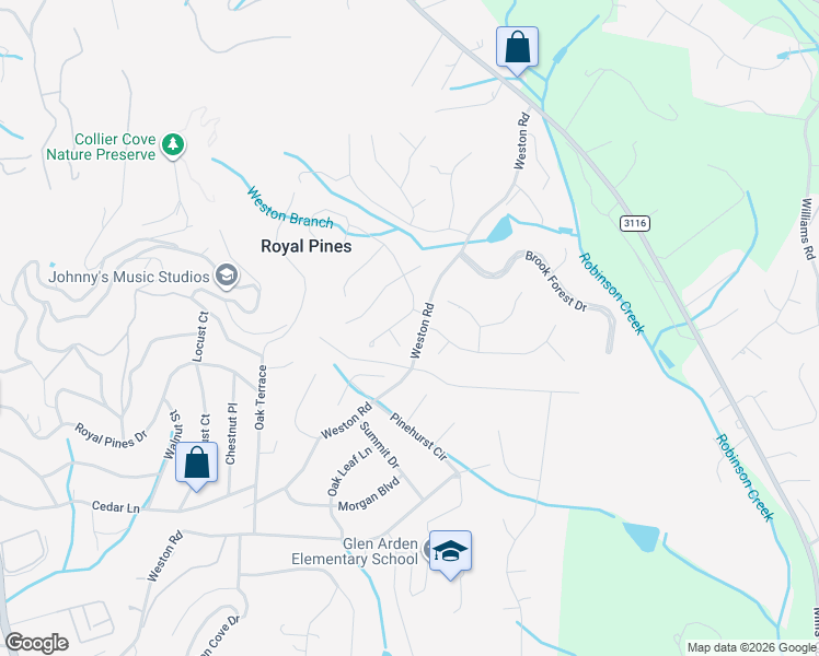 map of restaurants, bars, coffee shops, grocery stores, and more near 11 Muirfield Drive in Arden