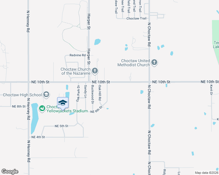 map of restaurants, bars, coffee shops, grocery stores, and more near 950 Twisted Oak Drive in Choctaw