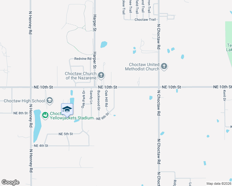 map of restaurants, bars, coffee shops, grocery stores, and more near 950 Twisted Oak Drive in Choctaw