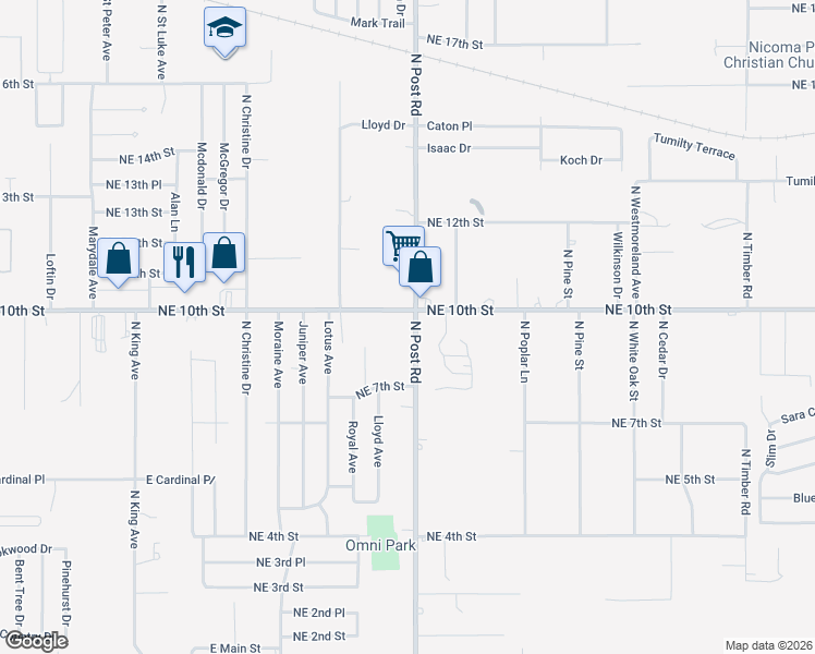 map of restaurants, bars, coffee shops, grocery stores, and more near 1004 North Post Road in Midwest City