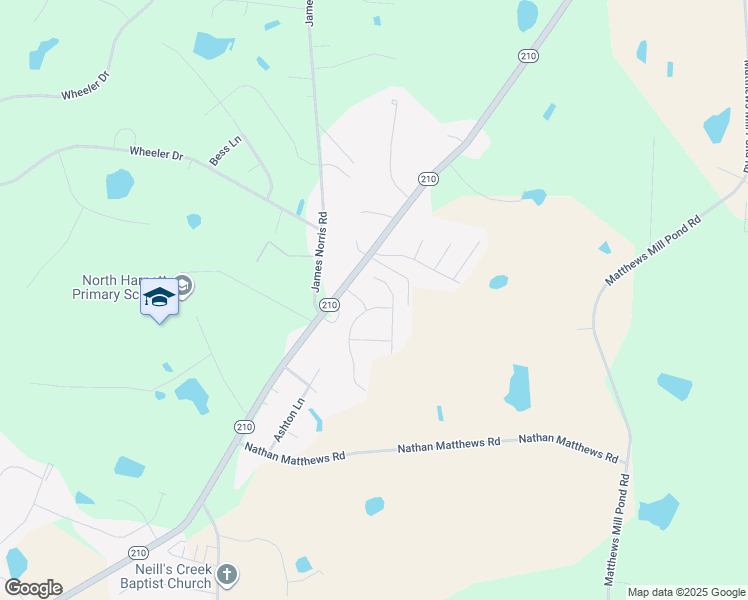 map of restaurants, bars, coffee shops, grocery stores, and more near 40 Golden Oats Drive in Angier