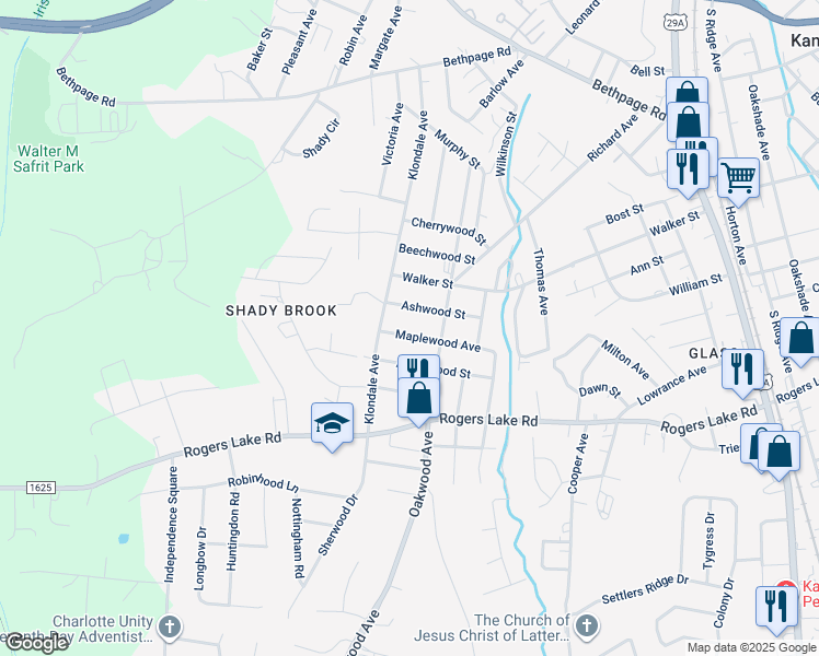 map of restaurants, bars, coffee shops, grocery stores, and more near 806 Maplewood Avenue in Kannapolis