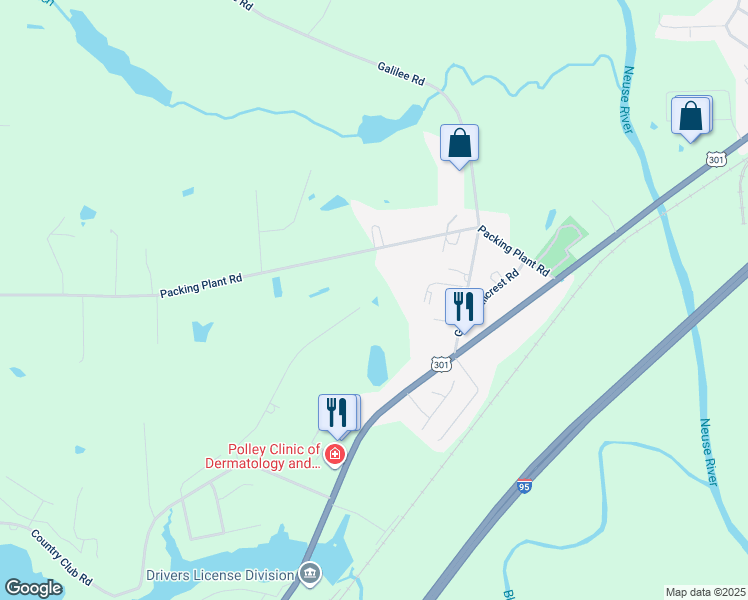 map of restaurants, bars, coffee shops, grocery stores, and more near 136 Quail Run in Smithfield
