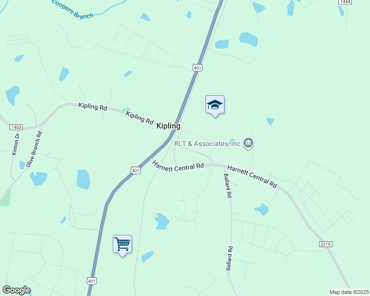 map of restaurants, bars, coffee shops, grocery stores, and more near Porch Swing Lane in Kipling