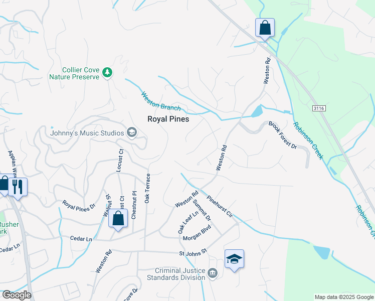 map of restaurants, bars, coffee shops, grocery stores, and more near 13 Maybury Court in Arden