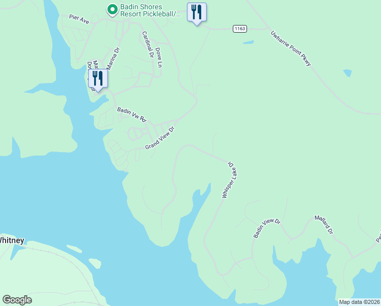 map of restaurants, bars, coffee shops, grocery stores, and more near 581 Whisper Lake Drive in New London