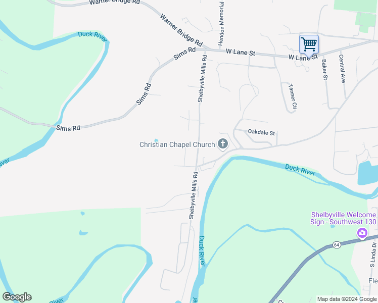 map of restaurants, bars, coffee shops, grocery stores, and more near 108 Sunrise Court in Shelbyville