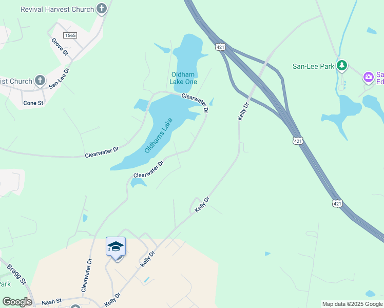 map of restaurants, bars, coffee shops, grocery stores, and more near 1537 Clearwater Drive in Sanford