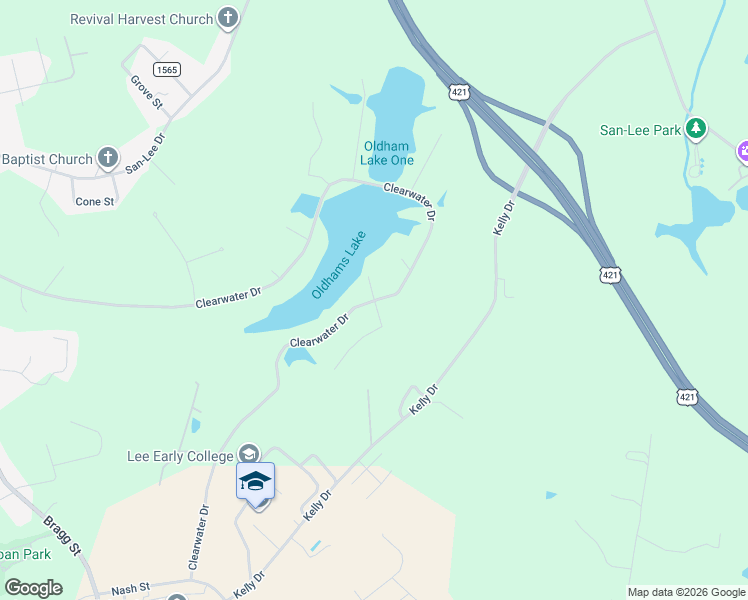 map of restaurants, bars, coffee shops, grocery stores, and more near 1541 Clearwater Drive in Sanford
