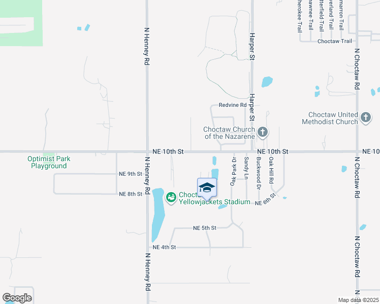 map of restaurants, bars, coffee shops, grocery stores, and more near 14300 Northeast 10th Street in Choctaw