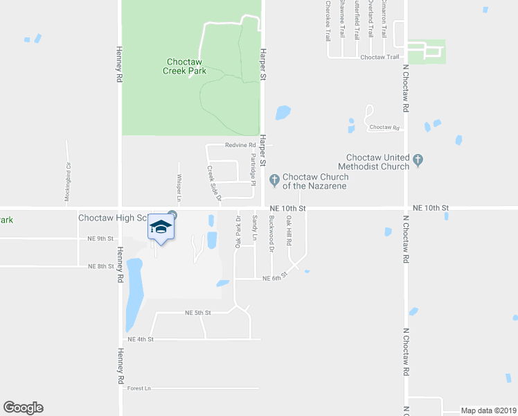 map of restaurants, bars, coffee shops, grocery stores, and more near 14472 Northeast 10th Street in Choctaw