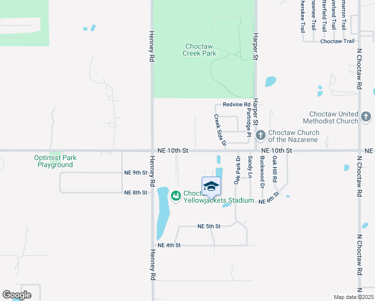 map of restaurants, bars, coffee shops, grocery stores, and more near 14253 Northeast 10th Street in Choctaw