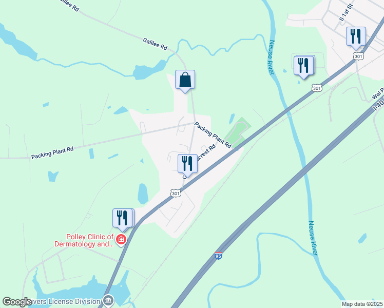 map of restaurants, bars, coffee shops, grocery stores, and more near 158 Galilee Road in Smithfield