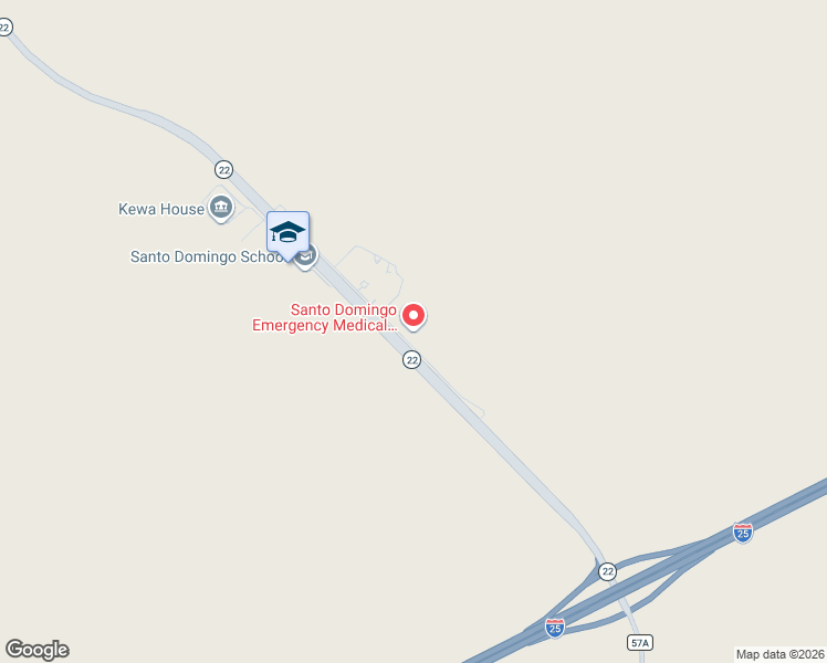 map of restaurants, bars, coffee shops, grocery stores, and more near Hwy 22 in Santo Domingo Pueblo