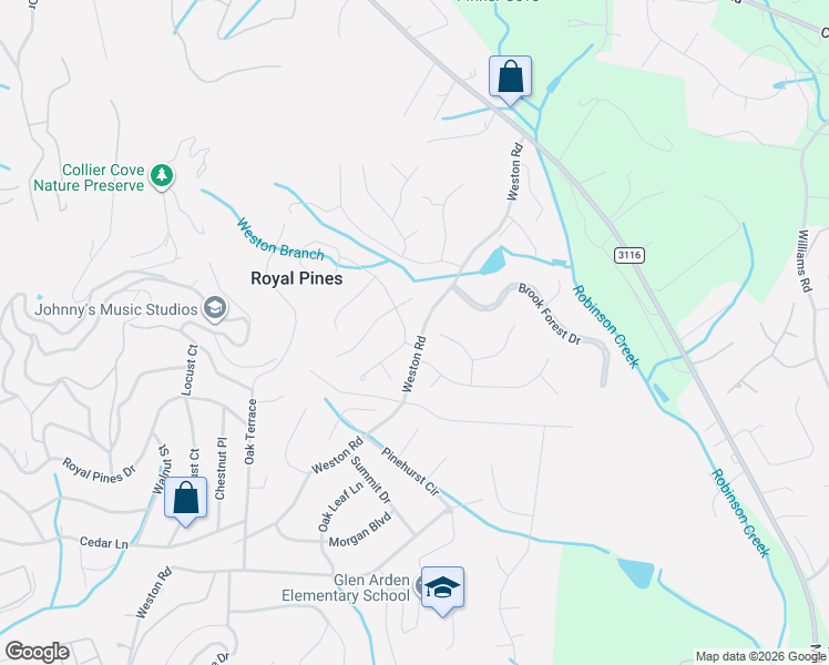 map of restaurants, bars, coffee shops, grocery stores, and more near 21 Muirfield Drive in Arden
