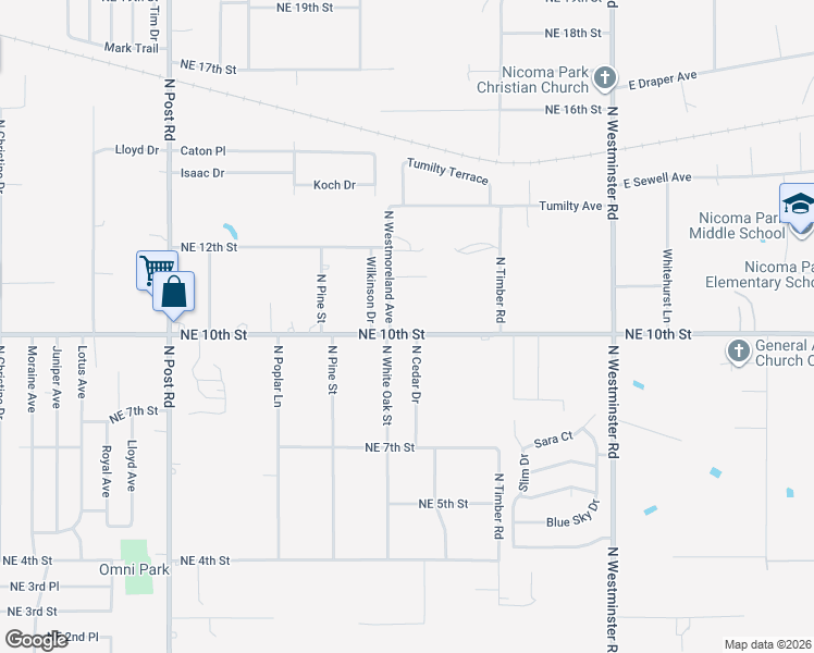 map of restaurants, bars, coffee shops, grocery stores, and more near 1114 North Westmoreland Avenue in Midwest City