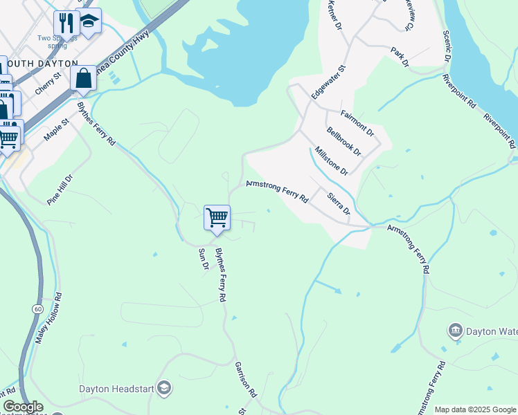 map of restaurants, bars, coffee shops, grocery stores, and more near 457 Armstrong Ferry Road in Dayton