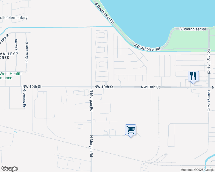 map of restaurants, bars, coffee shops, grocery stores, and more near 1117 Life Style Lane in Oklahoma City