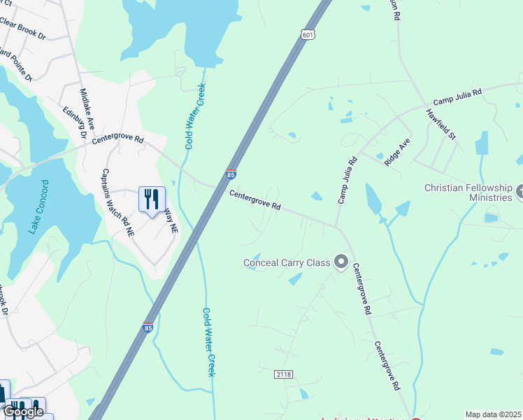map of restaurants, bars, coffee shops, grocery stores, and more near 2620 Centergrove Road in Kannapolis