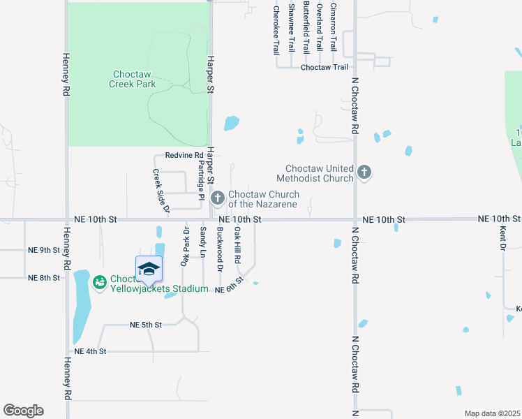 map of restaurants, bars, coffee shops, grocery stores, and more near 14759 Northeast 10th Street in Choctaw