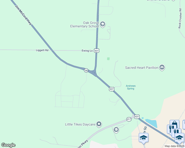 map of restaurants, bars, coffee shops, grocery stores, and more near 1491 Jim McCord Highway in Lewisburg