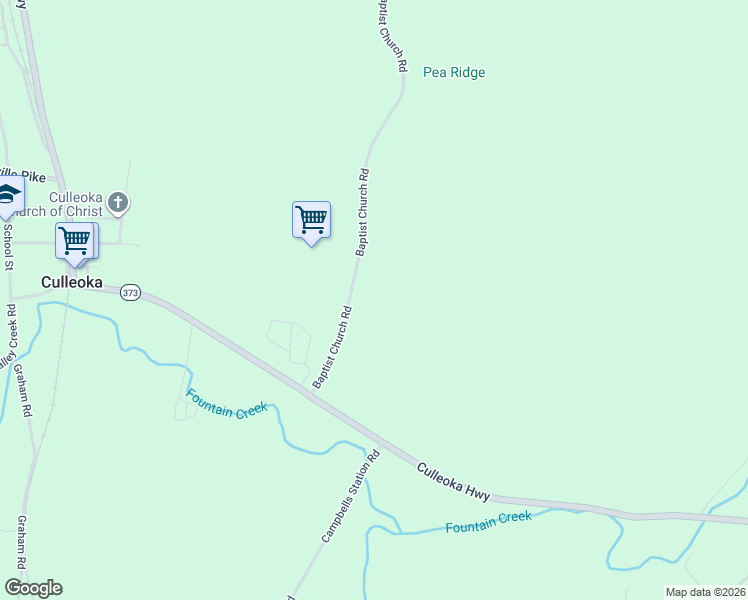 map of restaurants, bars, coffee shops, grocery stores, and more near 2503 Baptist Church Road in Culleoka