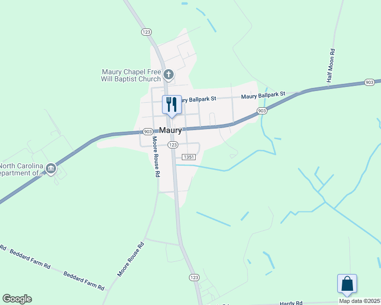 map of restaurants, bars, coffee shops, grocery stores, and more near 121 Mayo Street South in Snow Hill