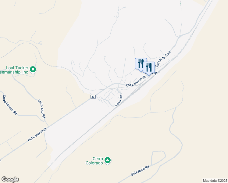 map of restaurants, bars, coffee shops, grocery stores, and more near 41 Cerro Circle in Lamy