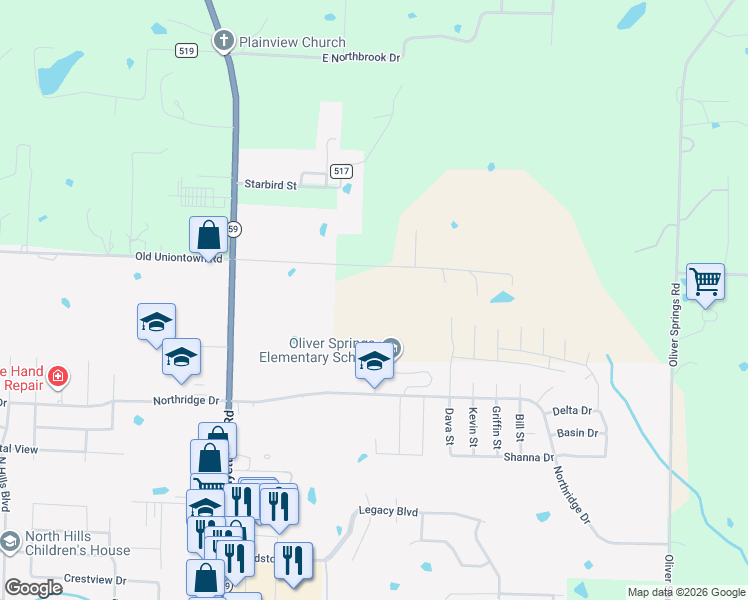 map of restaurants, bars, coffee shops, grocery stores, and more near 802 Uniontown Street East in Van Buren