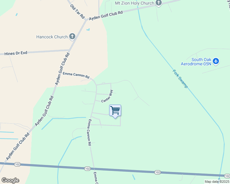map of restaurants, bars, coffee shops, grocery stores, and more near 1468 Canter Way in Ayden