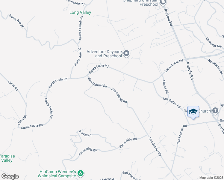 map of restaurants, bars, coffee shops, grocery stores, and more near 6335 San Gabriel Road in Atascadero