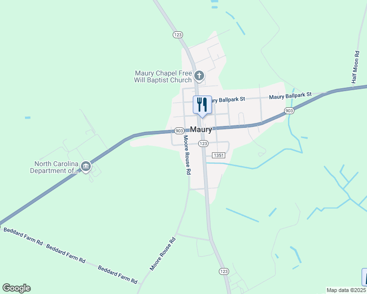 map of restaurants, bars, coffee shops, grocery stores, and more near 82 Moore Rouse Road in Snow Hill