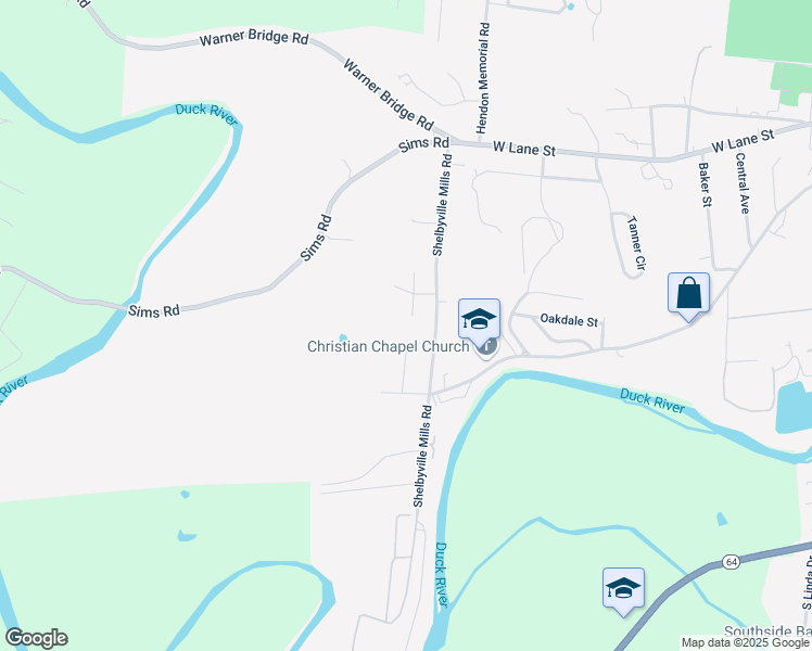 map of restaurants, bars, coffee shops, grocery stores, and more near 108 Knollridge Court in Shelbyville
