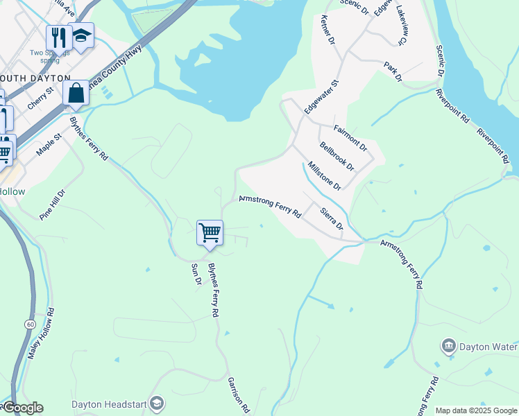 map of restaurants, bars, coffee shops, grocery stores, and more near 450 Armstrong Ferry Road in Dayton