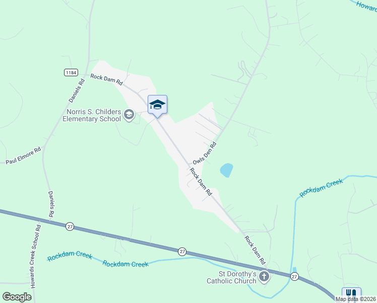 map of restaurants, bars, coffee shops, grocery stores, and more near 471 Owls Den Road in Lincolnton