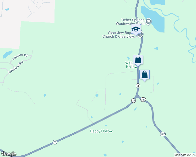 map of restaurants, bars, coffee shops, grocery stores, and more near 150 Meadow Drive in Heber Springs