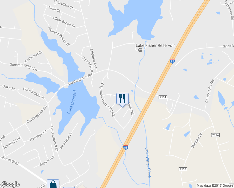 map of restaurants, bars, coffee shops, grocery stores, and more near 839 Anchor Way Northeast in Kannapolis