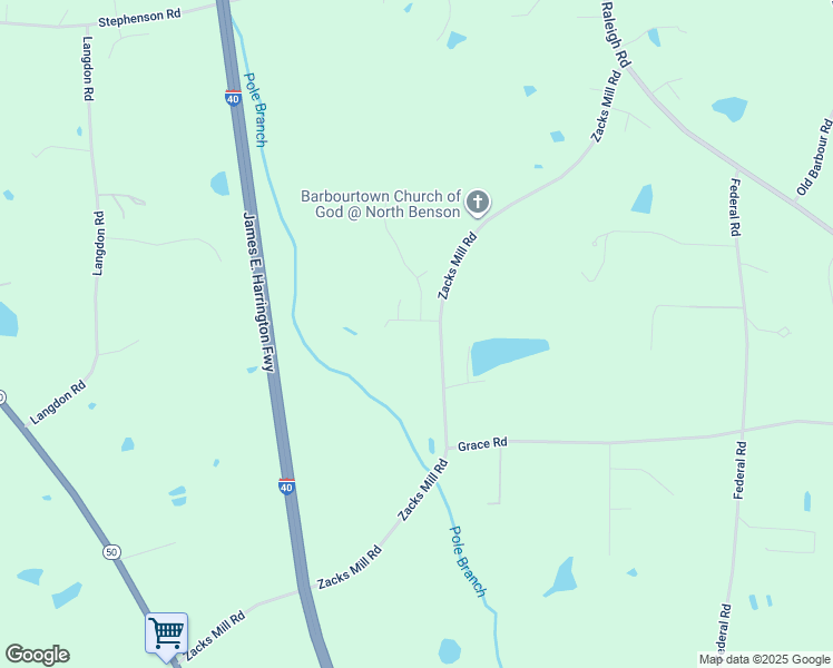 map of restaurants, bars, coffee shops, grocery stores, and more near 55 Bushel Basket Drive in Benson
