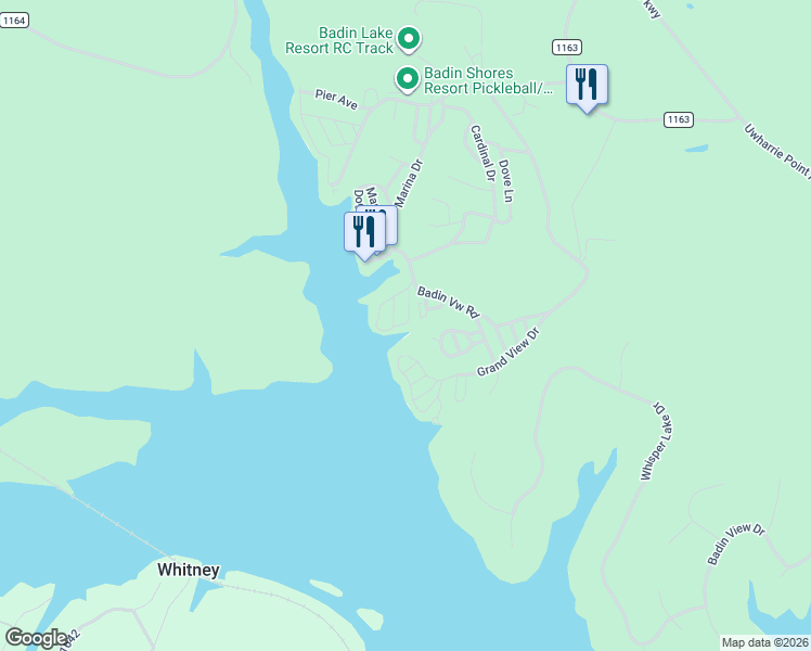 map of restaurants, bars, coffee shops, grocery stores, and more near 176 Grand View Drive in New London