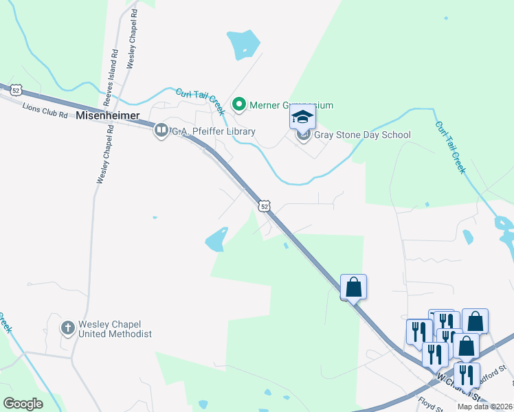 map of restaurants, bars, coffee shops, grocery stores, and more near 48240 U.S. 52 in Misenheimer