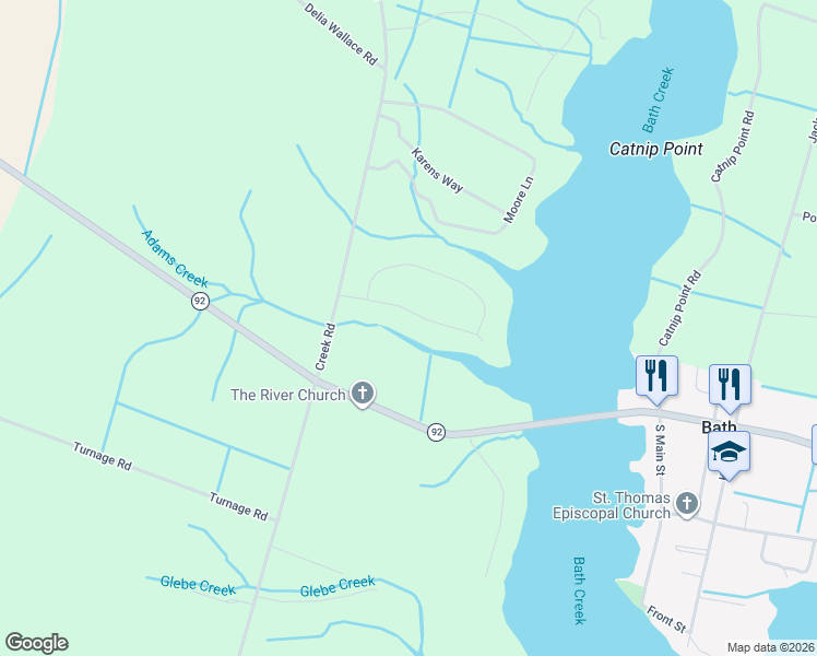 map of restaurants, bars, coffee shops, grocery stores, and more near Bridgewater South Drive in Bath