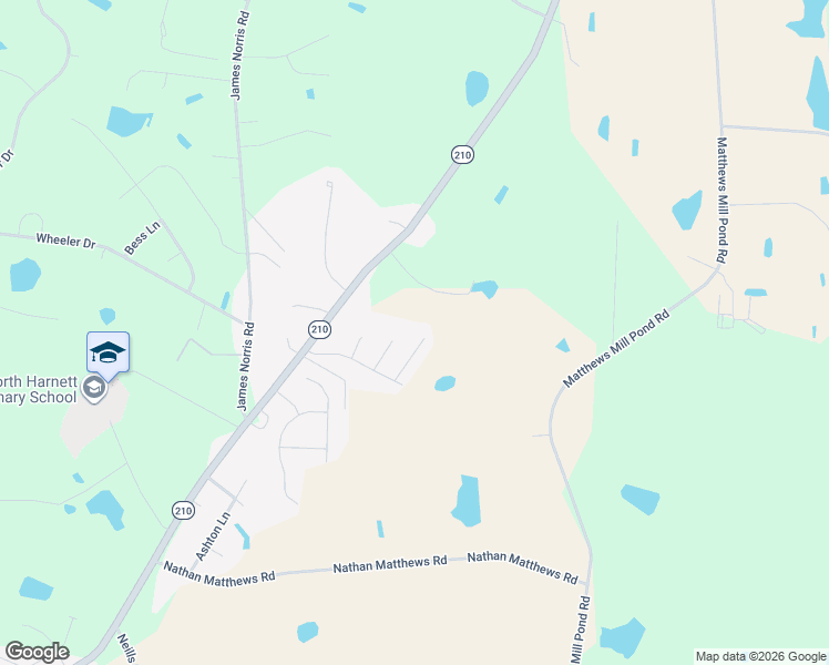 map of restaurants, bars, coffee shops, grocery stores, and more near 126 Millwood Lane in Angier