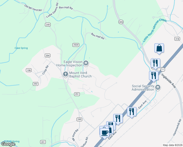 map of restaurants, bars, coffee shops, grocery stores, and more near 2765 Hayleywood Drive in Athens
