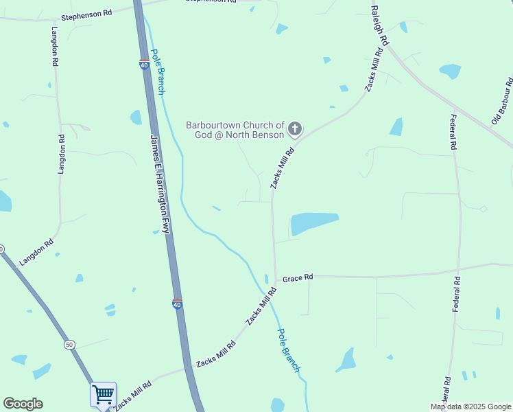 map of restaurants, bars, coffee shops, grocery stores, and more near 55 Bushel Basket Drive in Benson