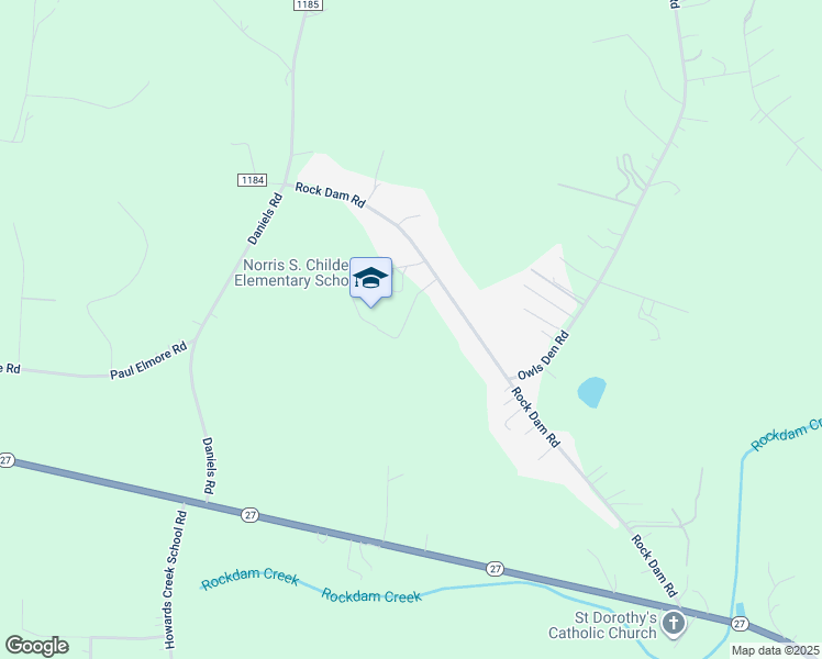 map of restaurants, bars, coffee shops, grocery stores, and more near 2595 Rock Dam Road in Lincolnton